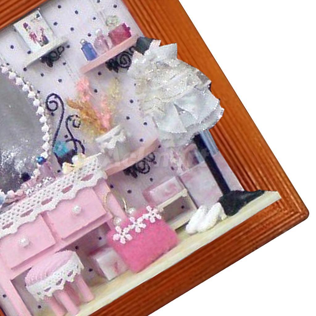 DIY Mini Wooden Photo Framed Dollhouse Miniature Furniture Set -Pink Luxury