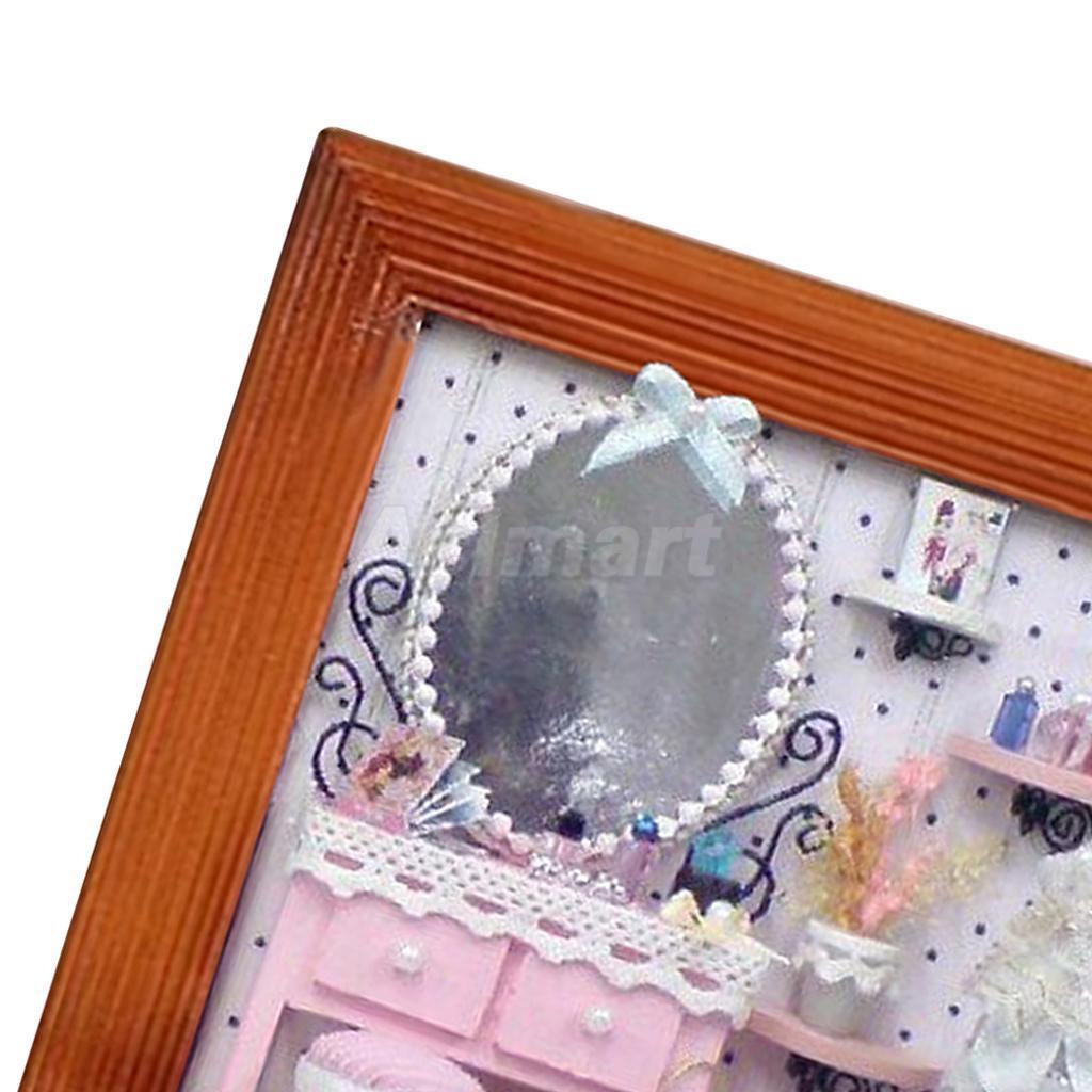 DIY Mini Wooden Photo Framed Dollhouse Miniature Furniture Set -Pink Luxury