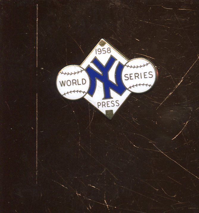 Original 1958 New York Yankees World Series Press Pin