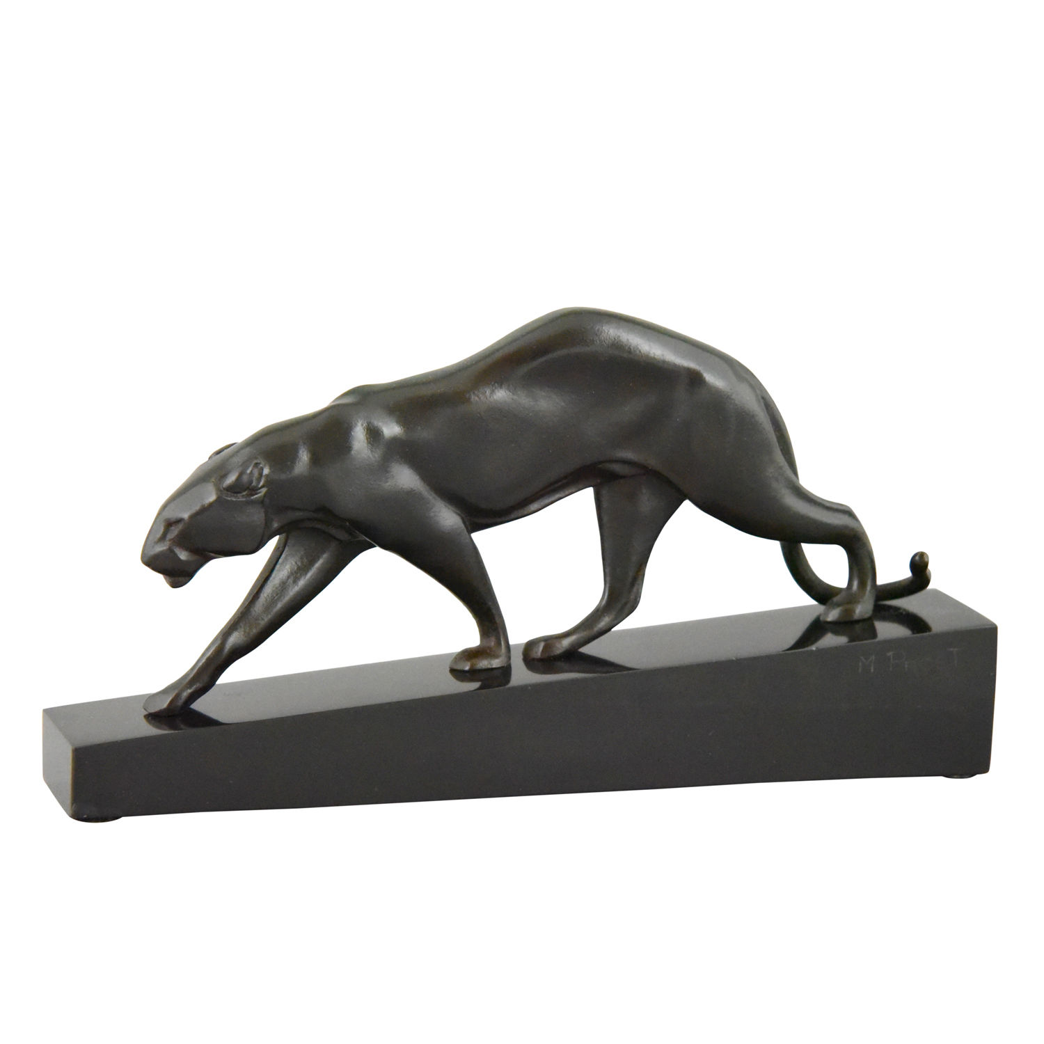 French Art Deco bronze sculpture of a walking panther by Maurice Prost, 1925.