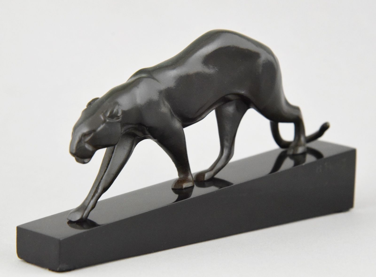 French Art Deco bronze sculpture of a walking panther by Maurice Prost, 1925.