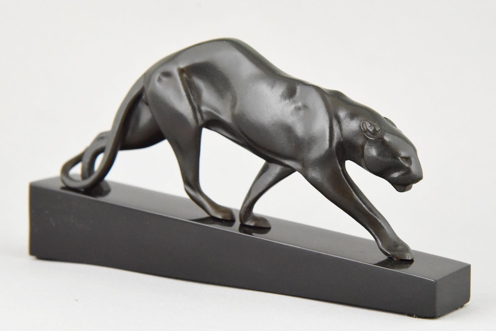 French Art Deco bronze sculpture of a walking panther by Maurice Prost, 1925.