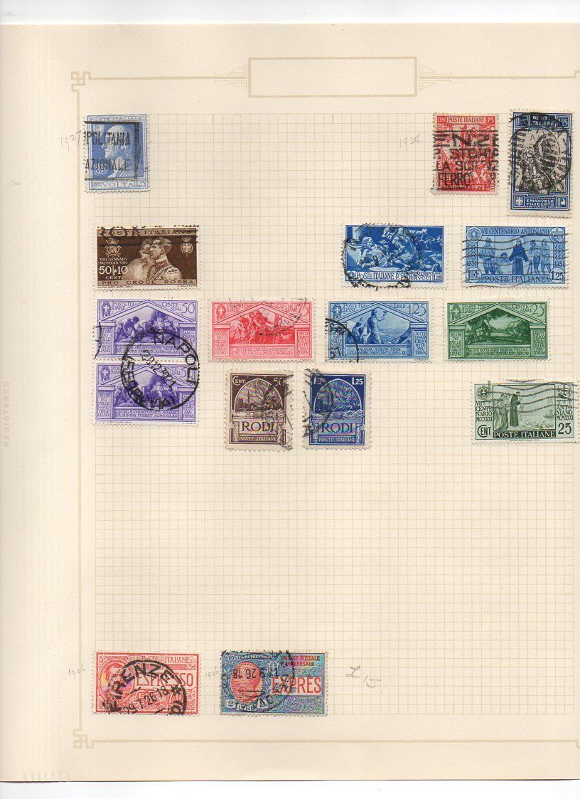 COLLECTION OF POSTAGE STAMPS: ITALY from 1906 - 1926