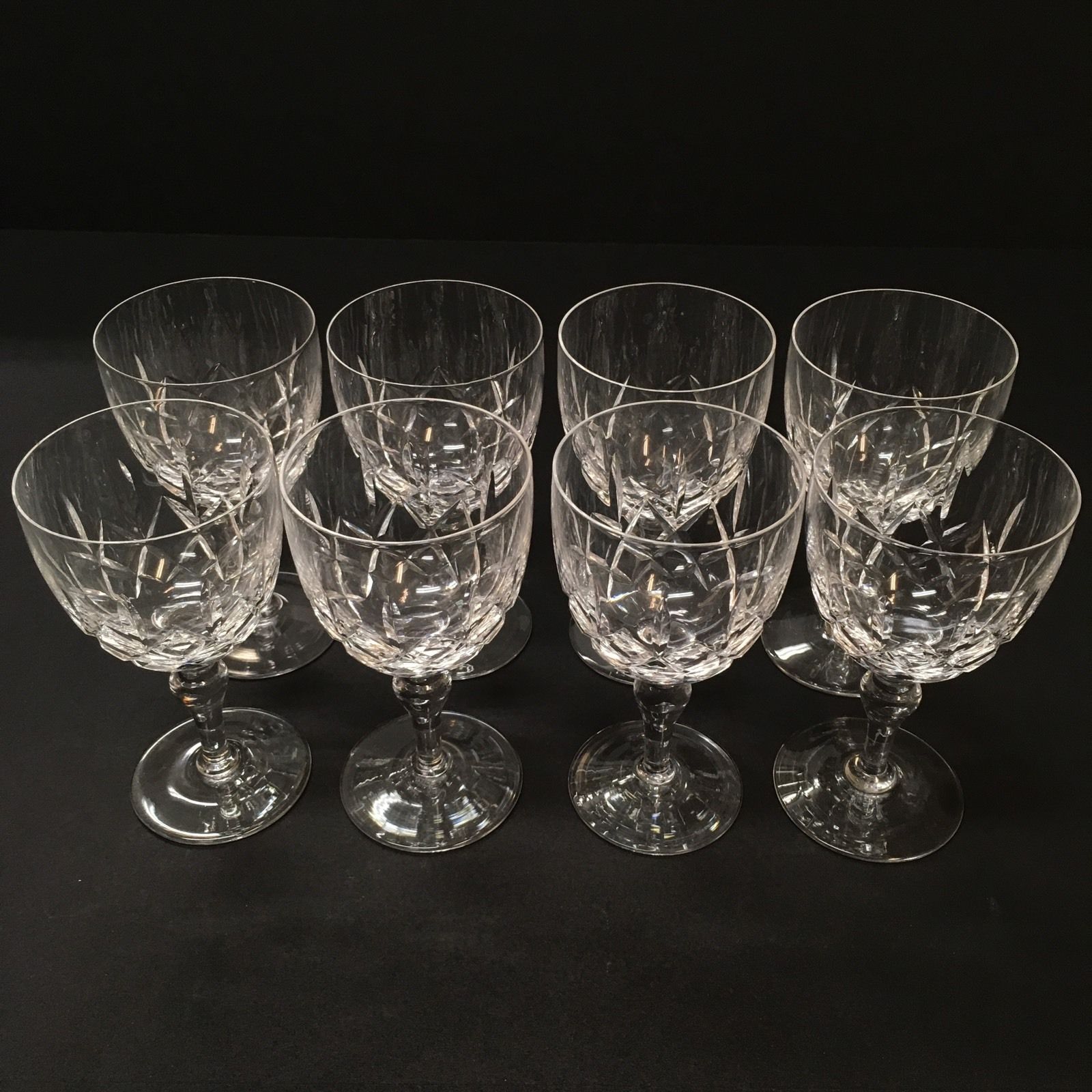 Beautiful Set of 8 Stuart Regent Large Water Goblet Wine Glasses Crystal Glass E