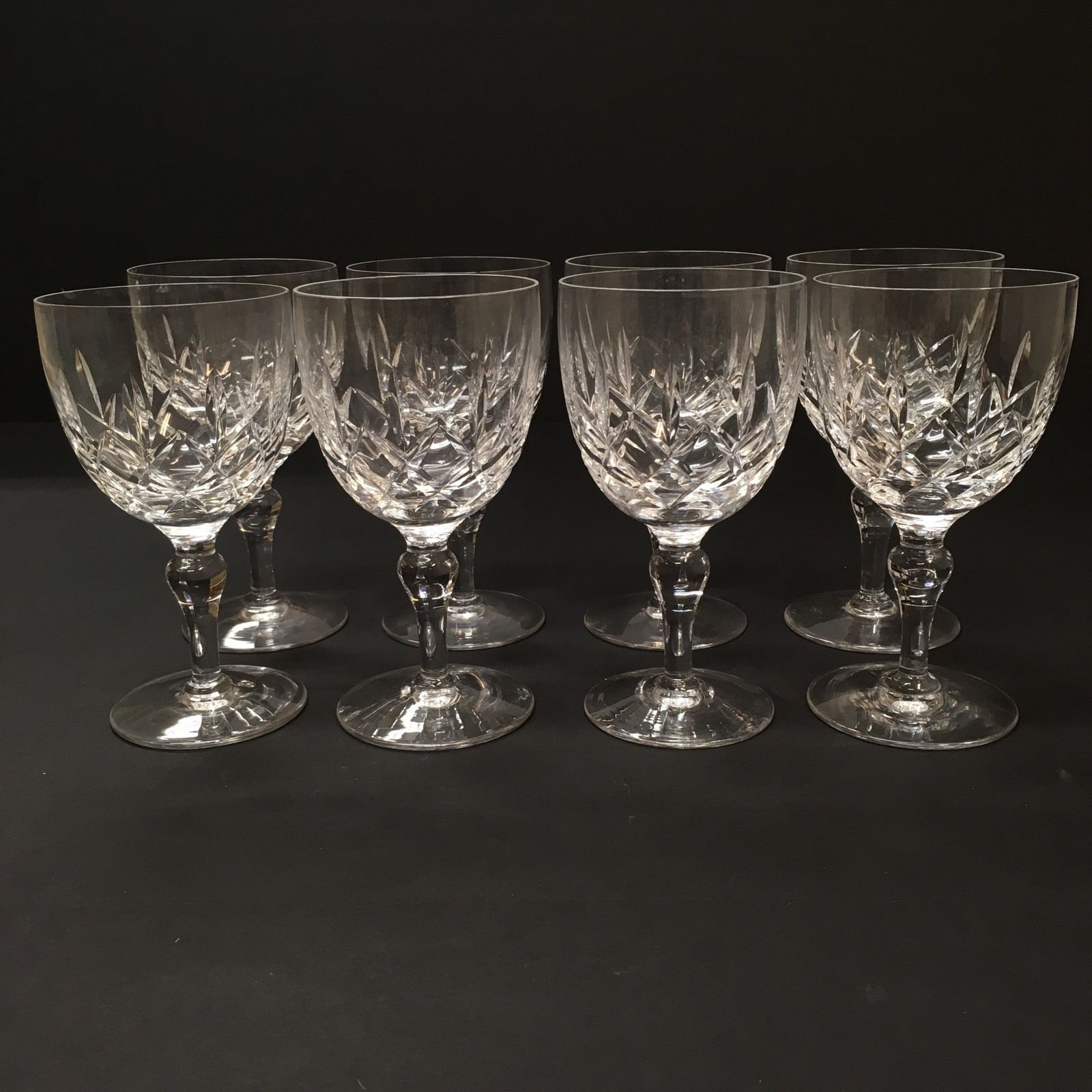 Beautiful Set of 8 Stuart Regent Large Water Goblet Wine Glasses Crystal Glass E