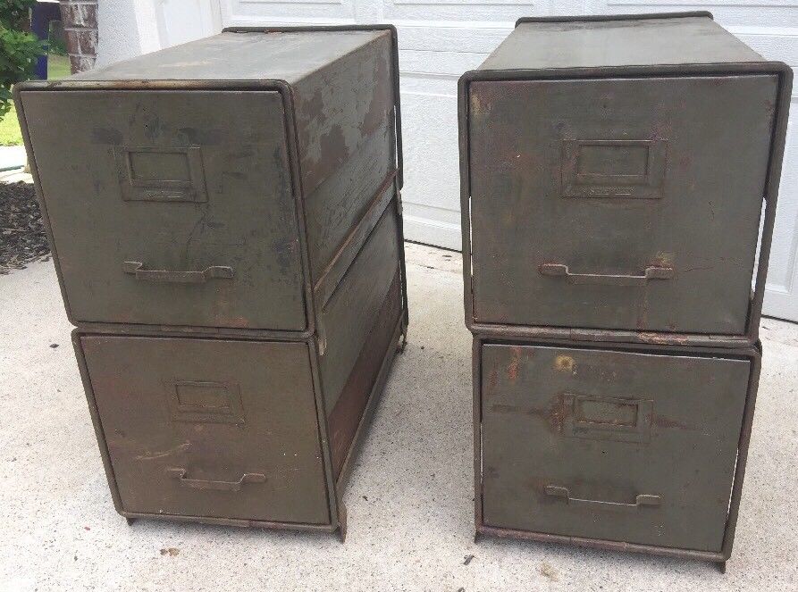 1915 Antique SHAW WALKER Industrial Stackable Metal Filing Cabinet 4, Steampunk