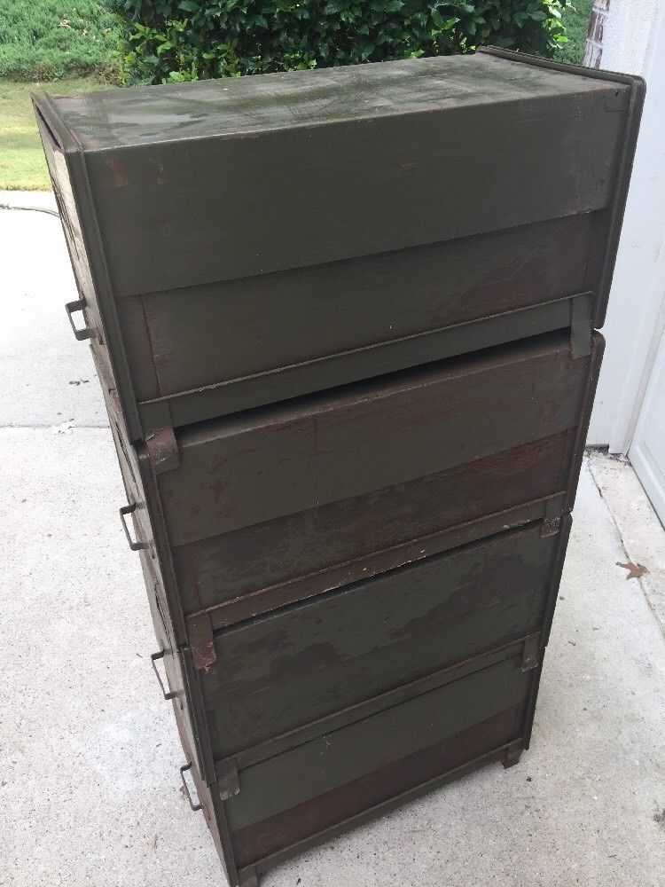 1915 Antique SHAW WALKER Industrial Stackable Metal Filing Cabinet 4, Steampunk