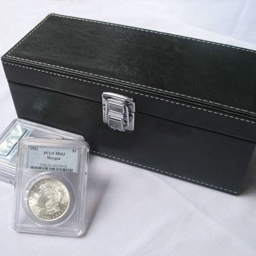 New Storage Box Case Black PU Leather for 20PCS PCGS NGC Slabs Coin Holders TY