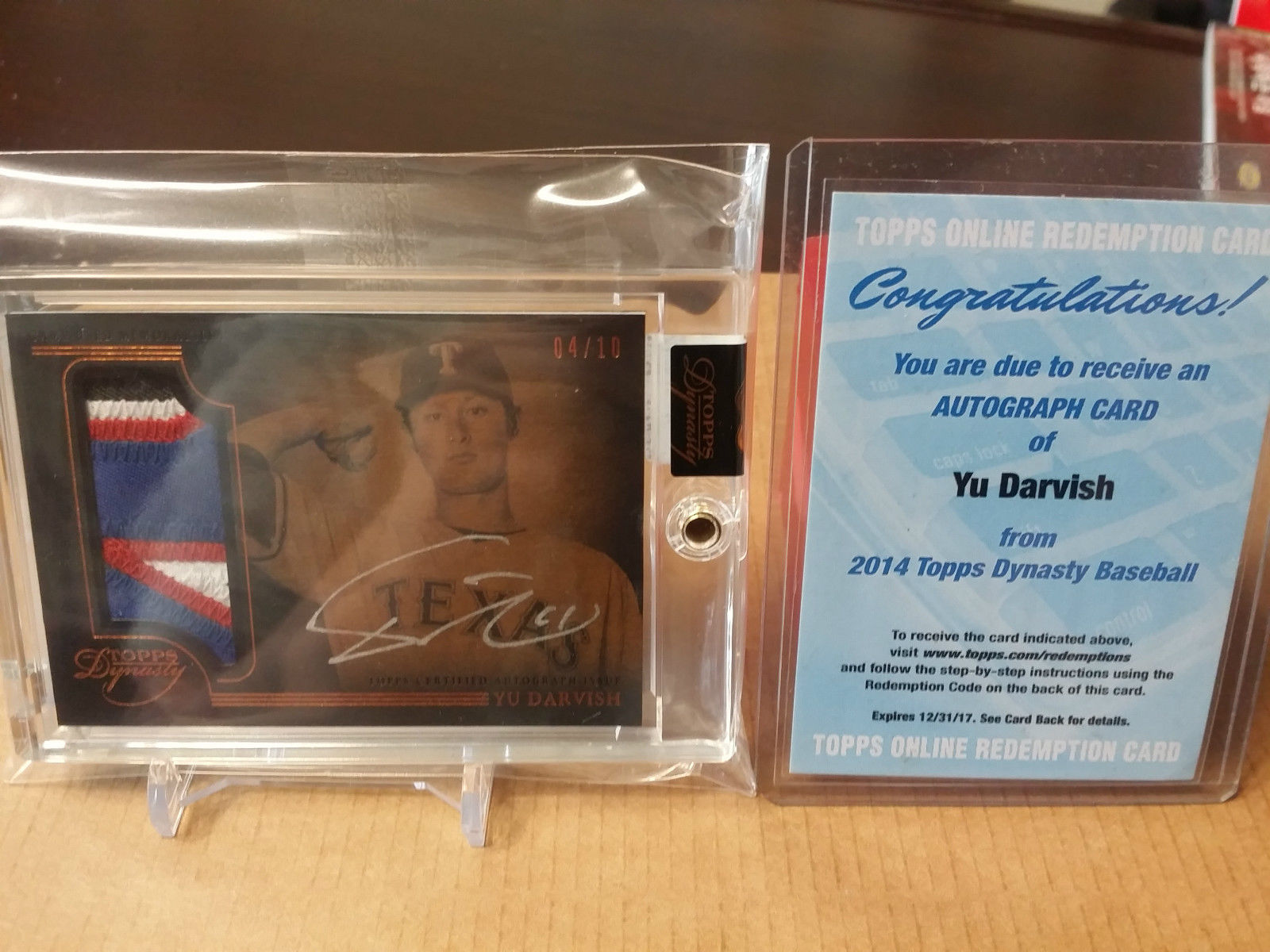 2014 TOPPS DYNASTY YU DARVISH 4 COLOR PATCH AUTOGRAPH AUTO # 4/10 RARE PHOTO