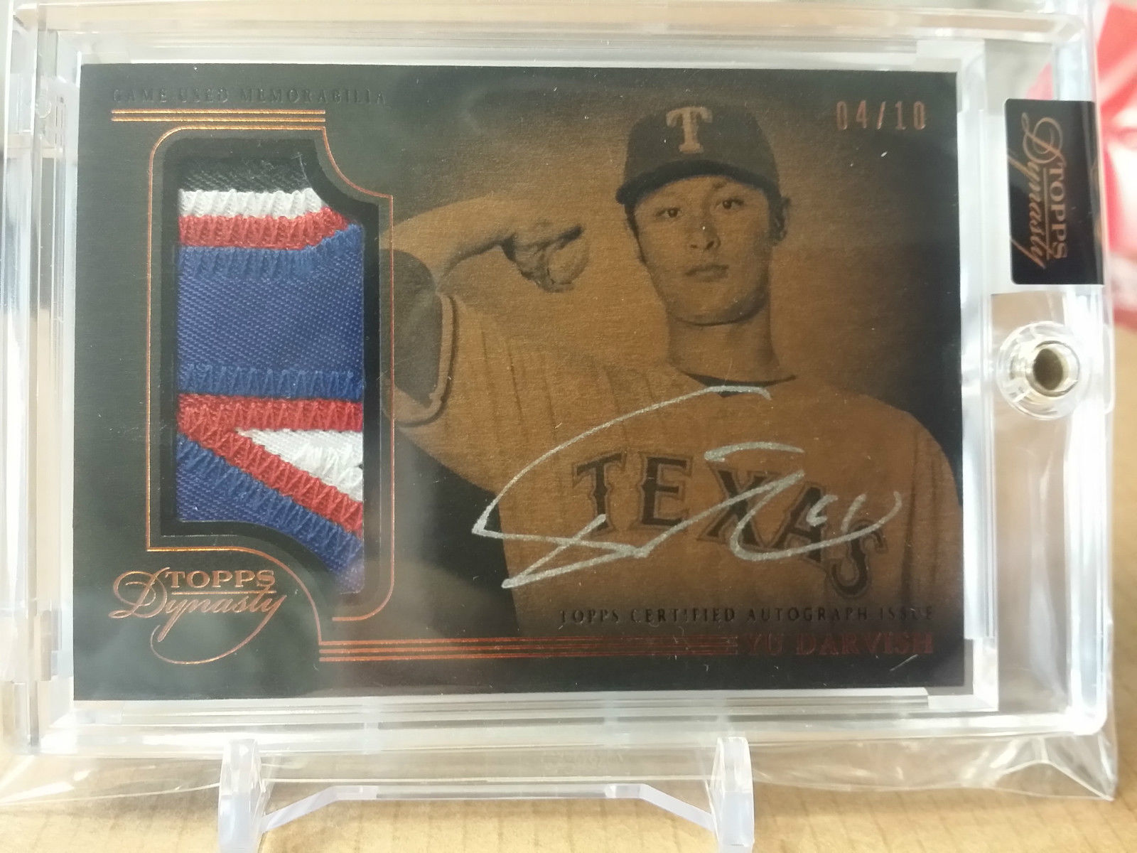 2014 TOPPS DYNASTY YU DARVISH 4 COLOR PATCH AUTOGRAPH AUTO # 4/10 RARE PHOTO