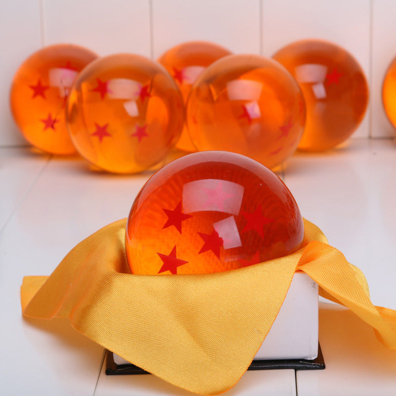 Japan Anime Dragon Ball Z  Orange Crystal Ball 7cm One Set Gift Collection