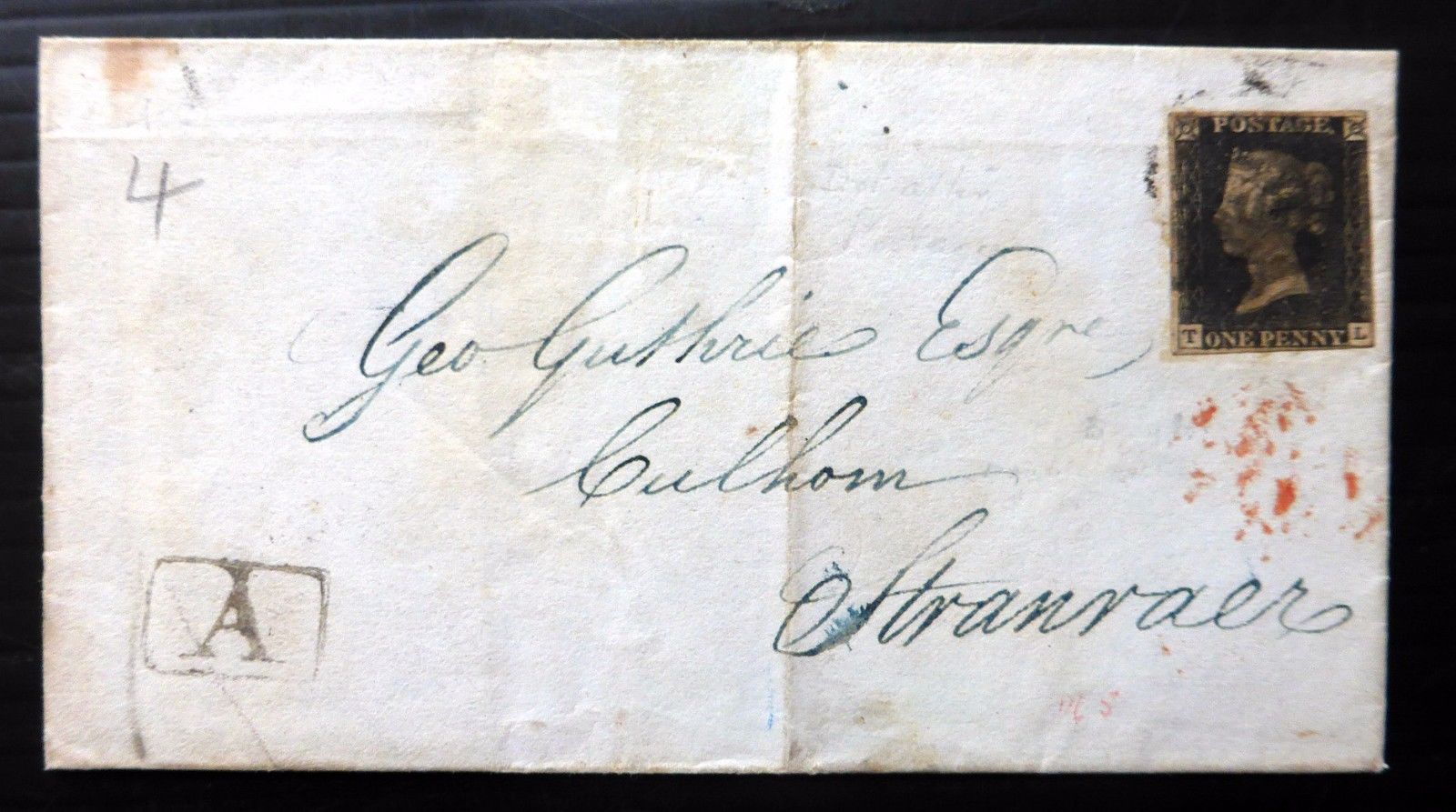 GB 1840 - 1d Black Used on Cover to Scotland NB1002