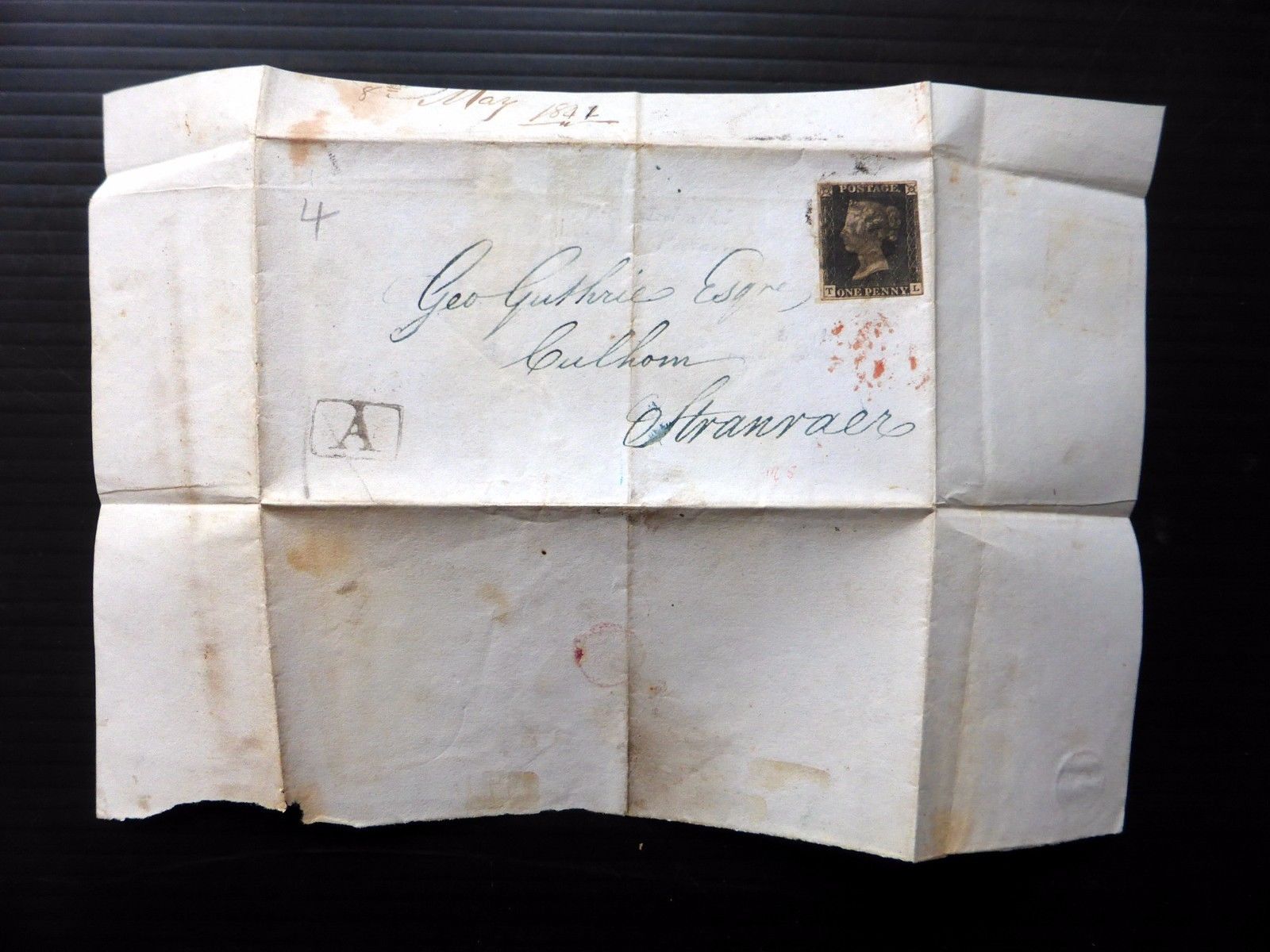 GB 1840 - 1d Black Used on Cover to Scotland NB1002