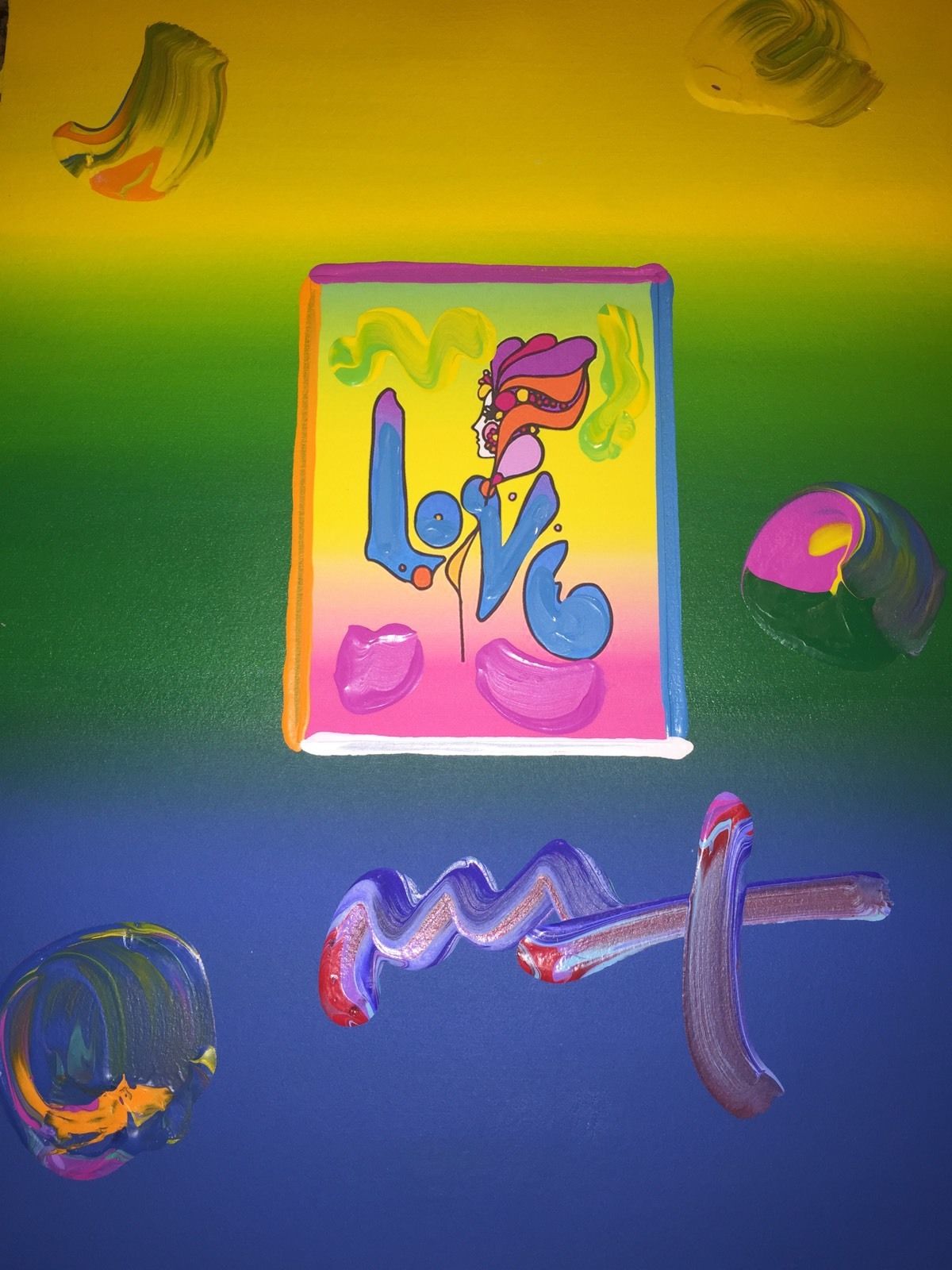 Peter Max, "LOVE" Mixed Media, Signed, Overpaint, Painting