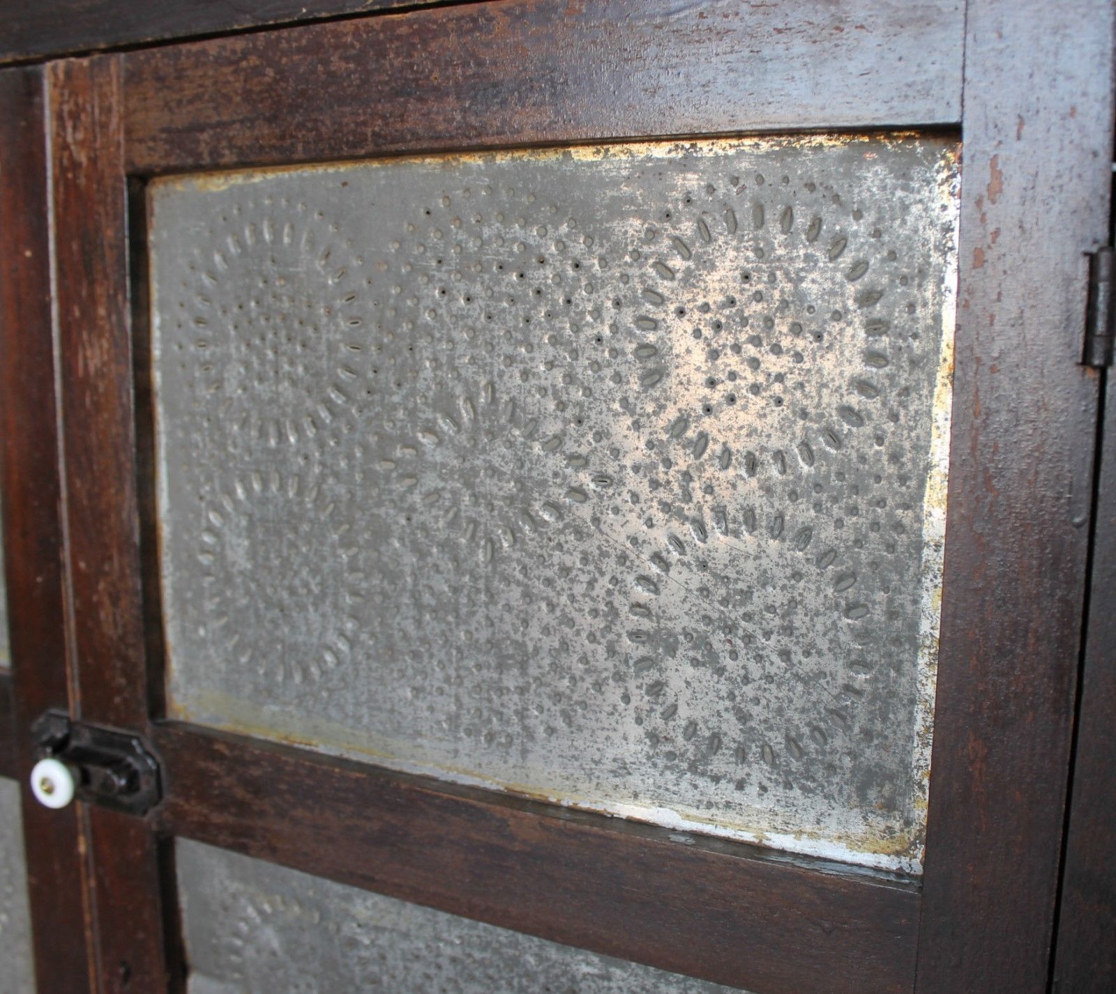 Antique Primitive Pie Safe Kitchen Cupboard – pierced tin panels