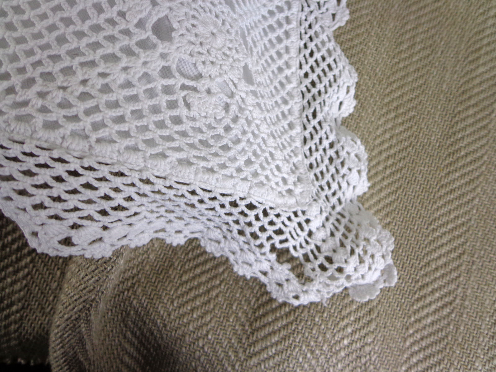 Antique Lace Pillow Cushion Cover Handmade Embroidered White Cotton Vintage