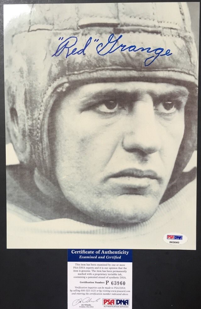 Red Grange Signed 8X10 Photo Hof Psa Dna Coa Mint Auto