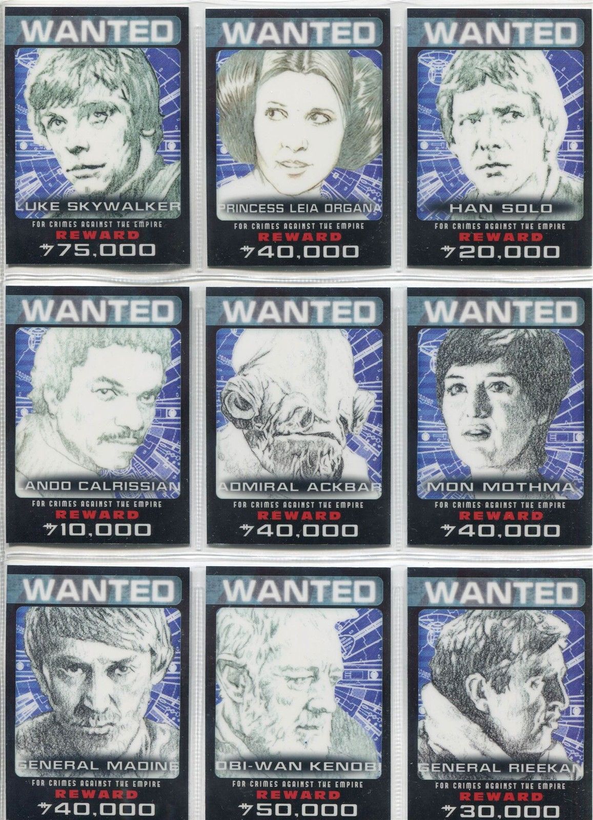 Star Wars Chrome Perspectives Complete Wanted Posters Chase Card Set 1-10