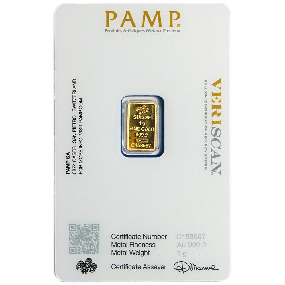 1 Gram Pamp Suisse .9999 Fine Gold Bar Fortuna Veriscan