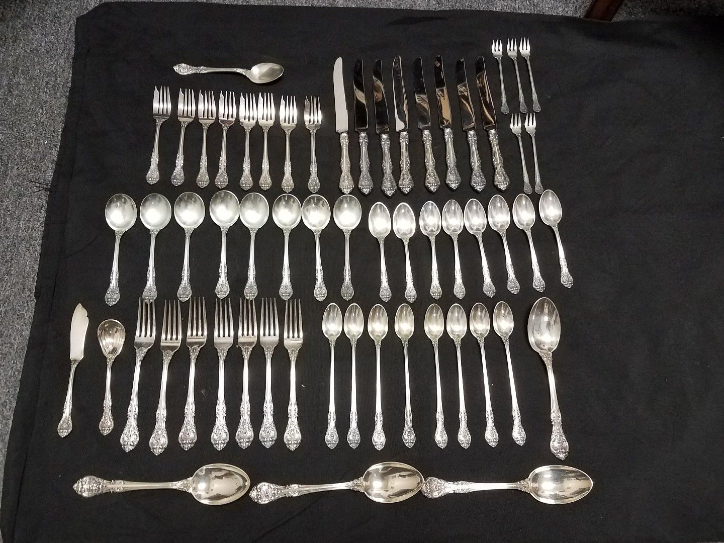 GORHAM 62 pc. STERLING SILVER Flatware Set ( S Mono on back)