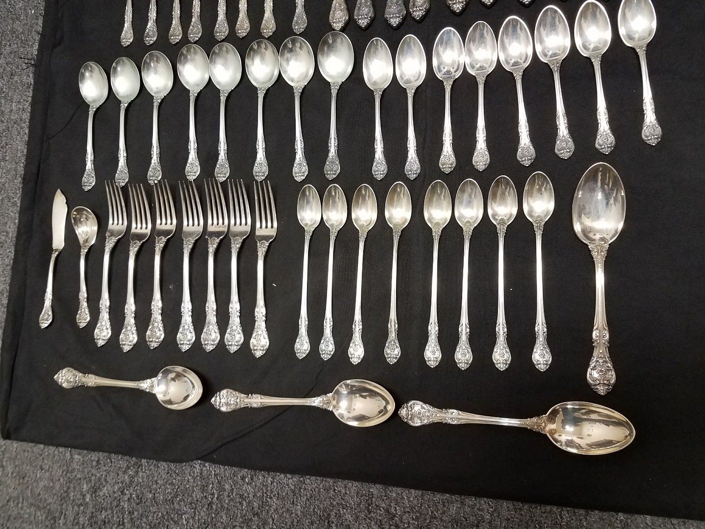 GORHAM 62 pc. STERLING SILVER Flatware Set ( S Mono on back)