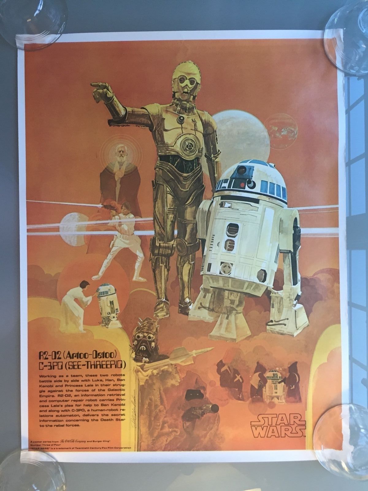 Original Vintage 1977 Star Wars Coca Cola R2-D2 & C-3PO #3 of 4 Movie Poster