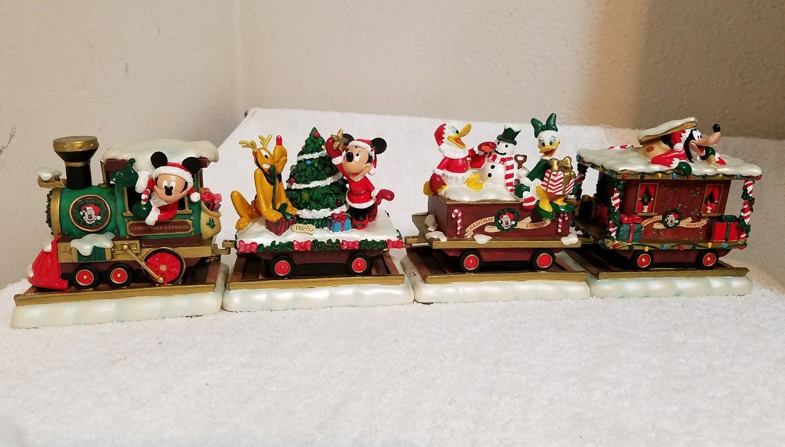 Vintage Walt Disney Christmas Express Train Lights Up Mickey Mouse Minnie *Rare*