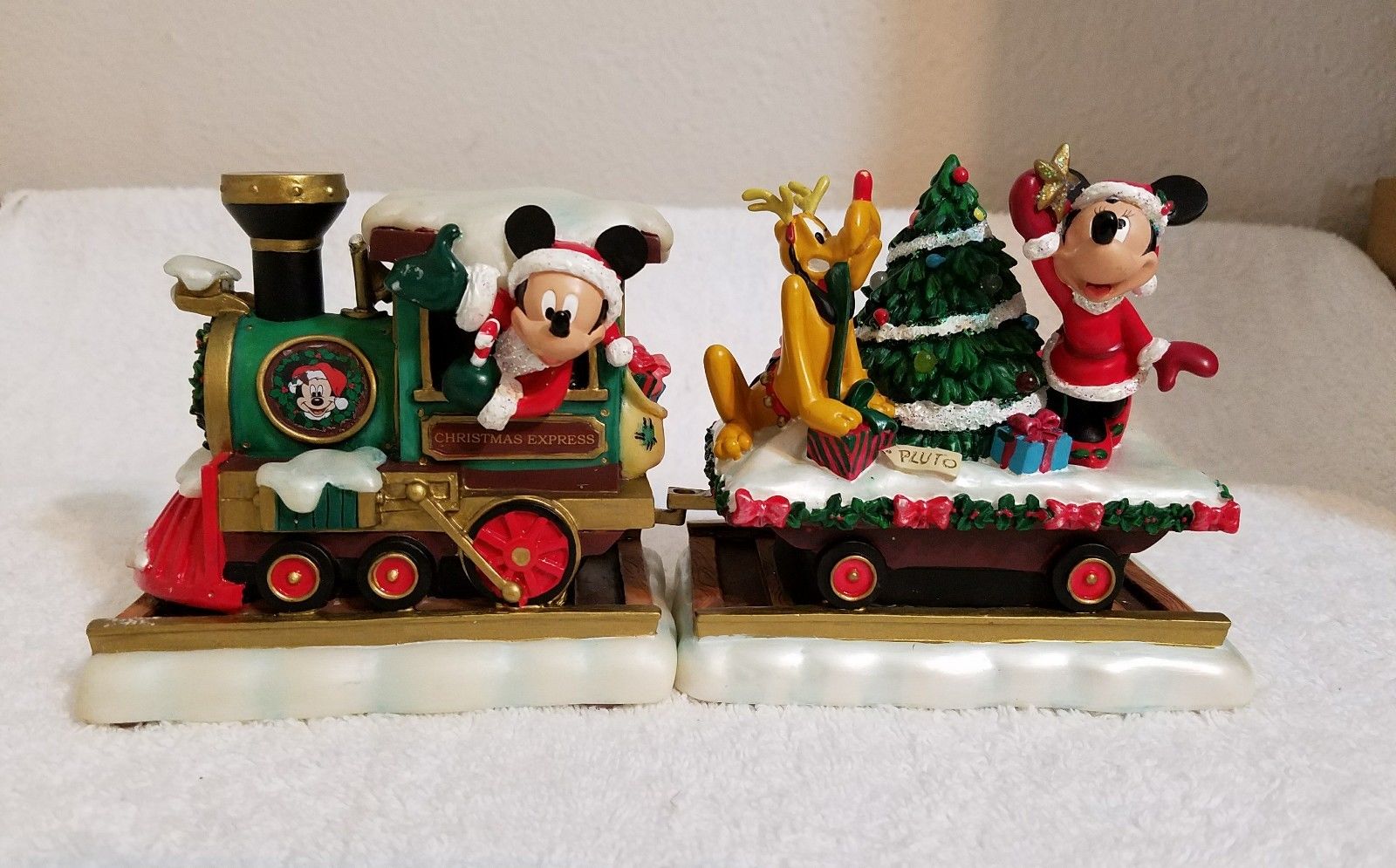 Vintage Walt Disney Christmas Express Train Lights Up Mickey Mouse Minnie *Rare*