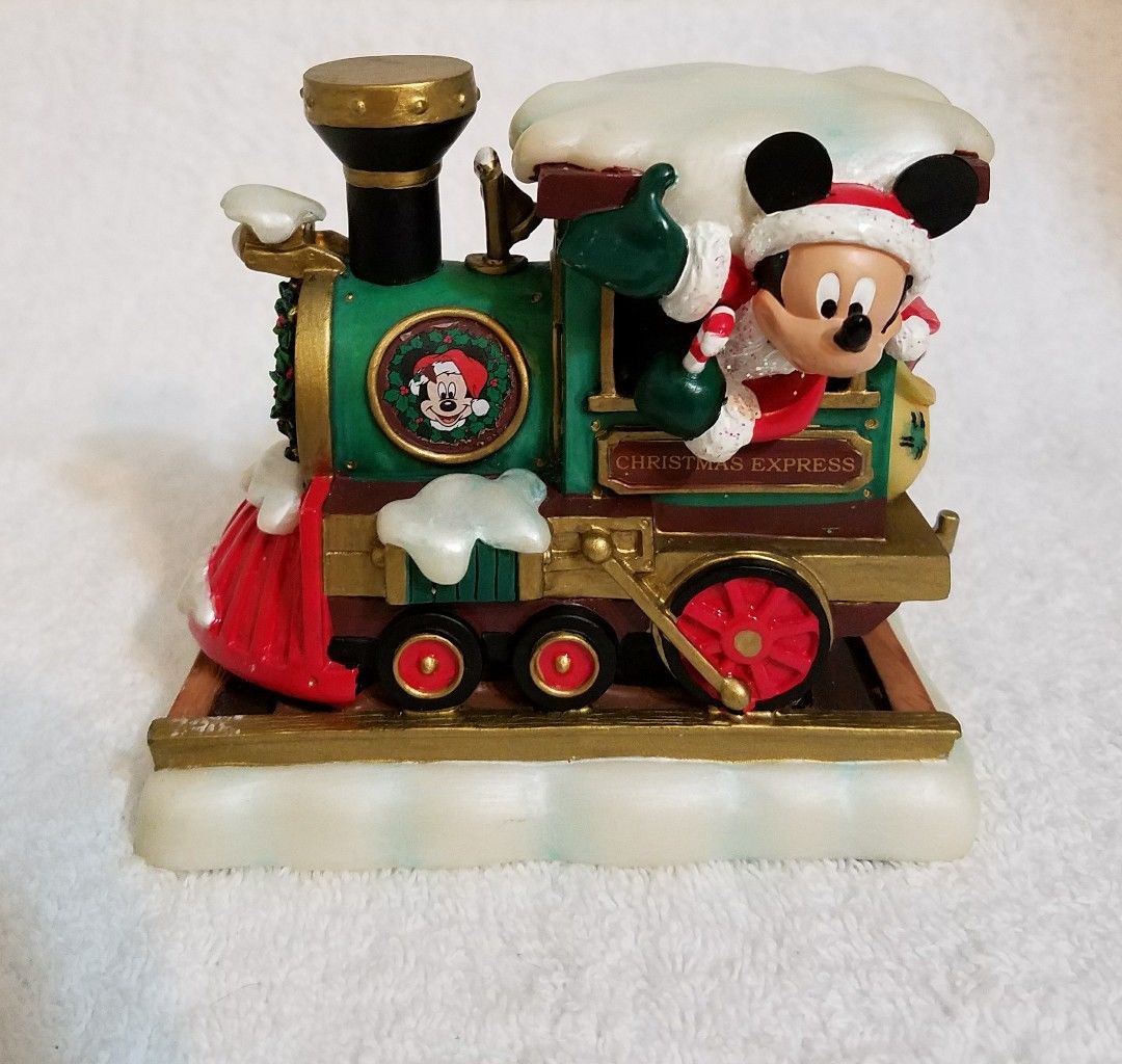 Vintage Walt Disney Christmas Express Train Lights Up Mickey Mouse Minnie *Rare*