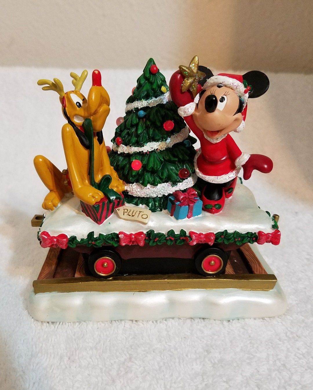 Vintage Walt Disney Christmas Express Train Lights Up Mickey Mouse Minnie *Rare*