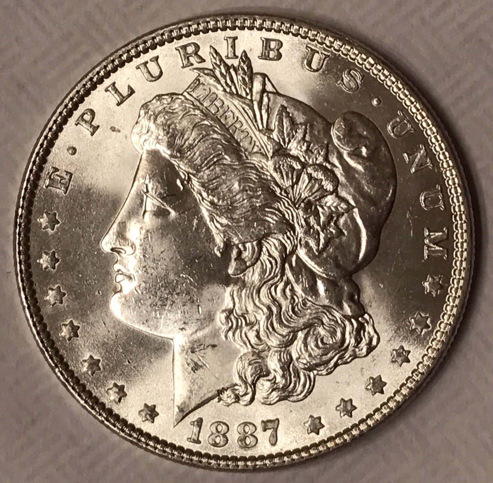 1887 Morgan Silver Dollar U.S. Mint Philadelphia 90% Silver Coin GEM BU