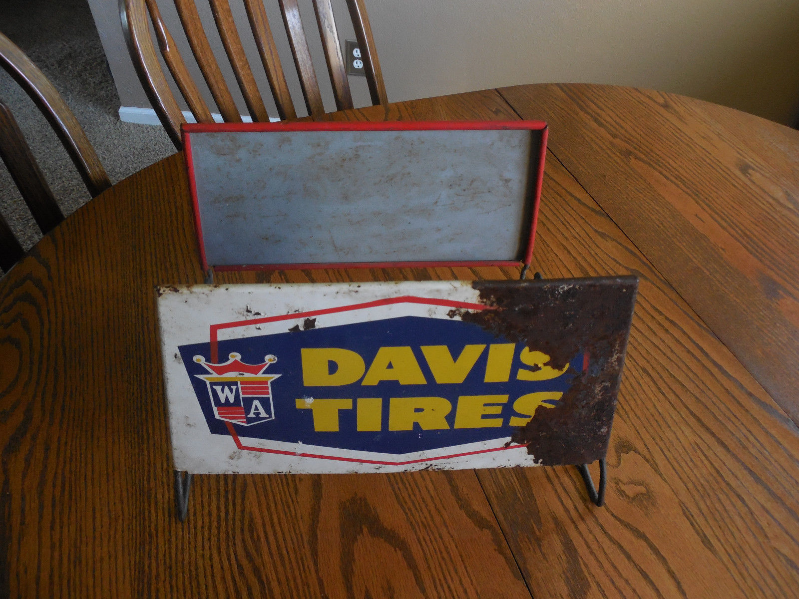 VINTAGE DAVIS TIRES TIRE DISPLAY RACK TIRE ADVERTISING SIGN