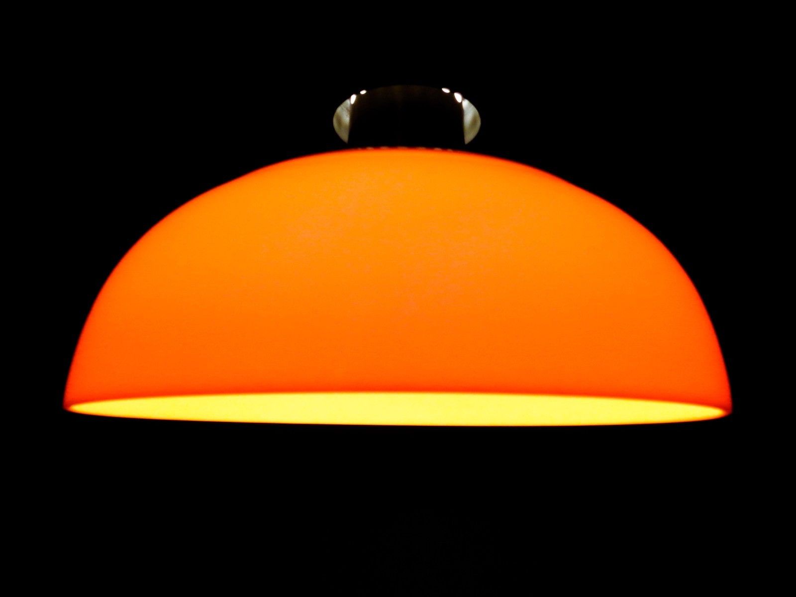 GERALD THURSTON / LIGHTOLIER MODERN ORANGE SHADE/ALUMINUM PENDANT CEILING LAMP