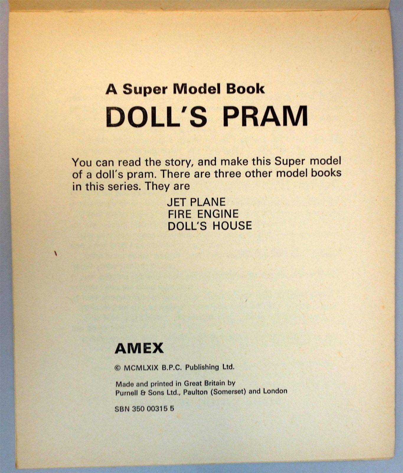 Uncut A Super Model Book Dolls Pram to Assemble with Story in Book 1969