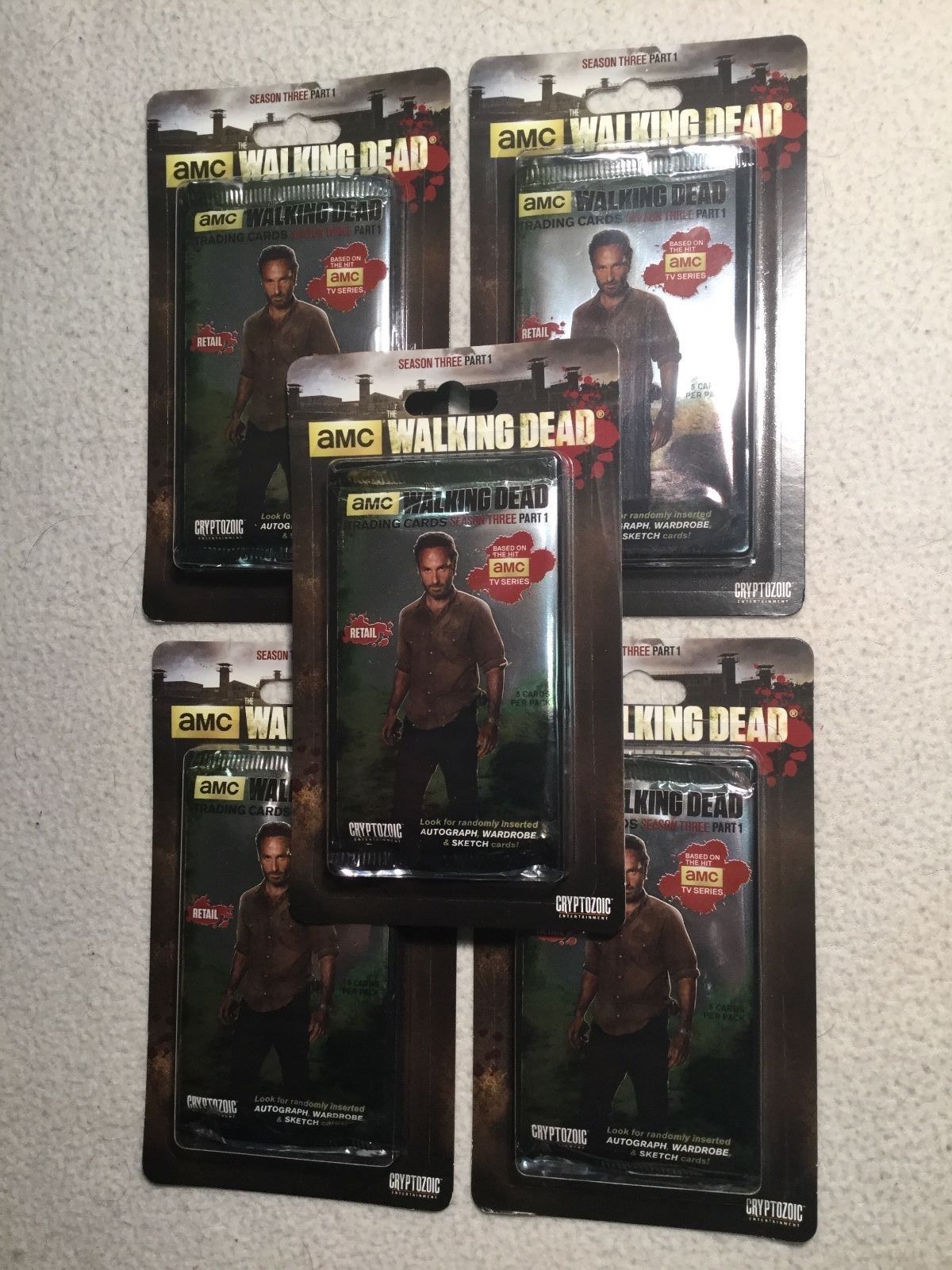 AMC THE WALKING DEAD TRADING CARDS SEASON 3 PART 1 NEW 5 CARD PACK