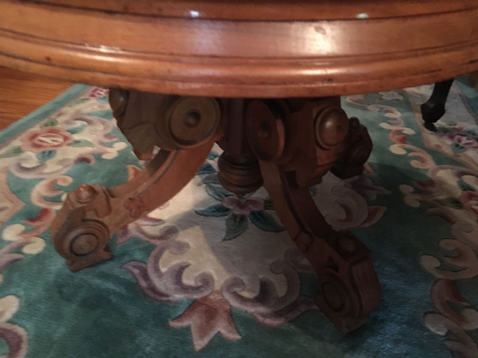 Antique Oval Carved Marble Top Coffee Table