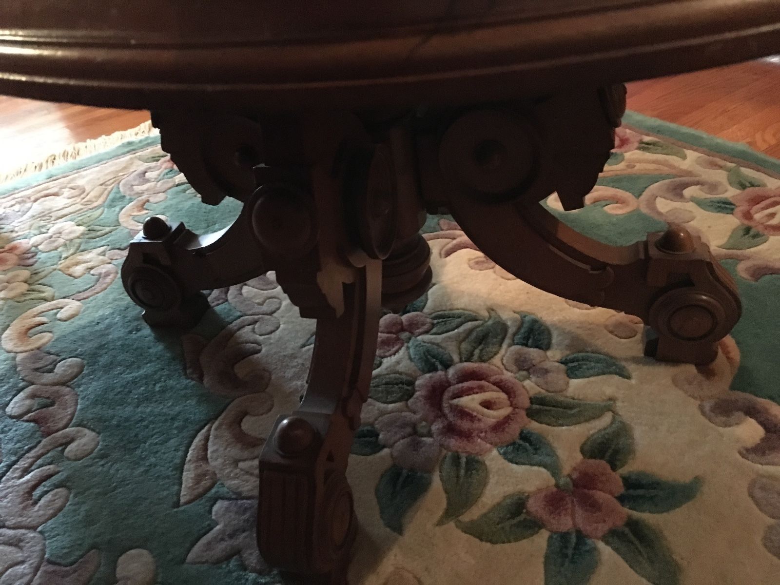 Antique Oval Carved Marble Top Coffee Table