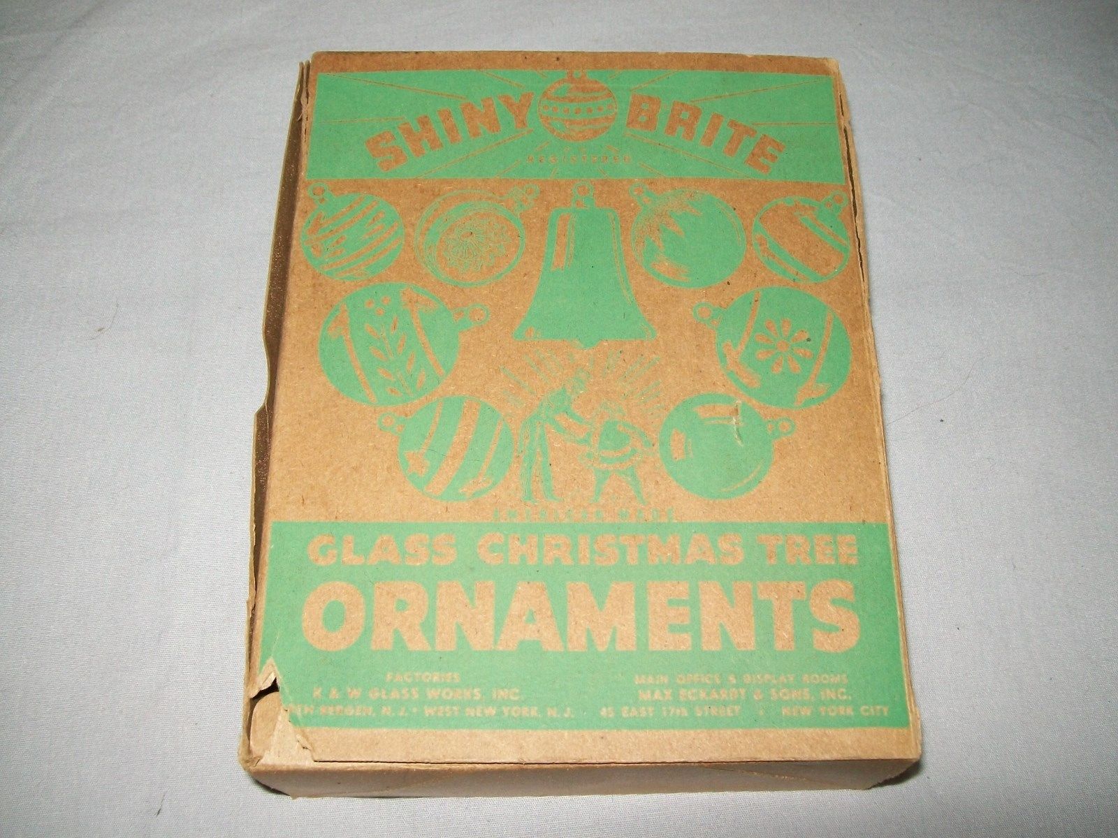 10 VINTAGE SHINY BRITE GLASS CHRISTMAS ORNAMENTS / ORIGINAL BOX