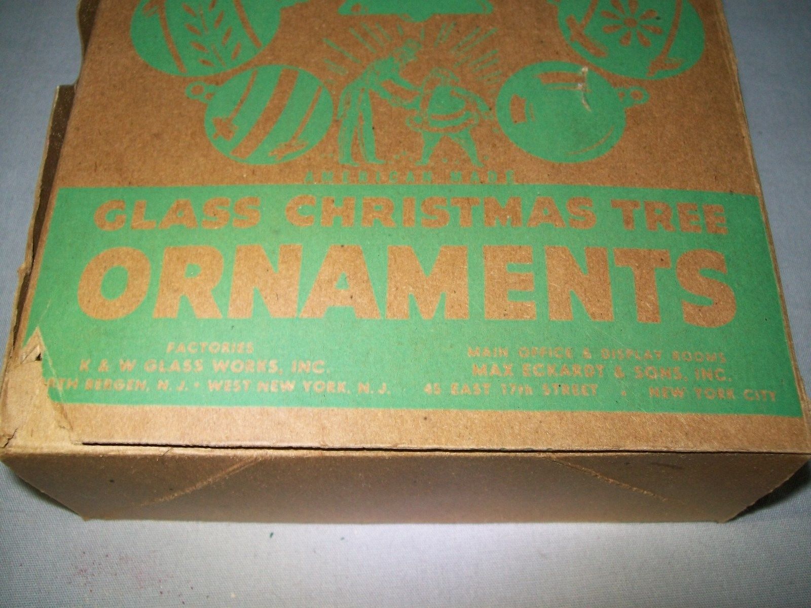 10 VINTAGE SHINY BRITE GLASS CHRISTMAS ORNAMENTS / ORIGINAL BOX