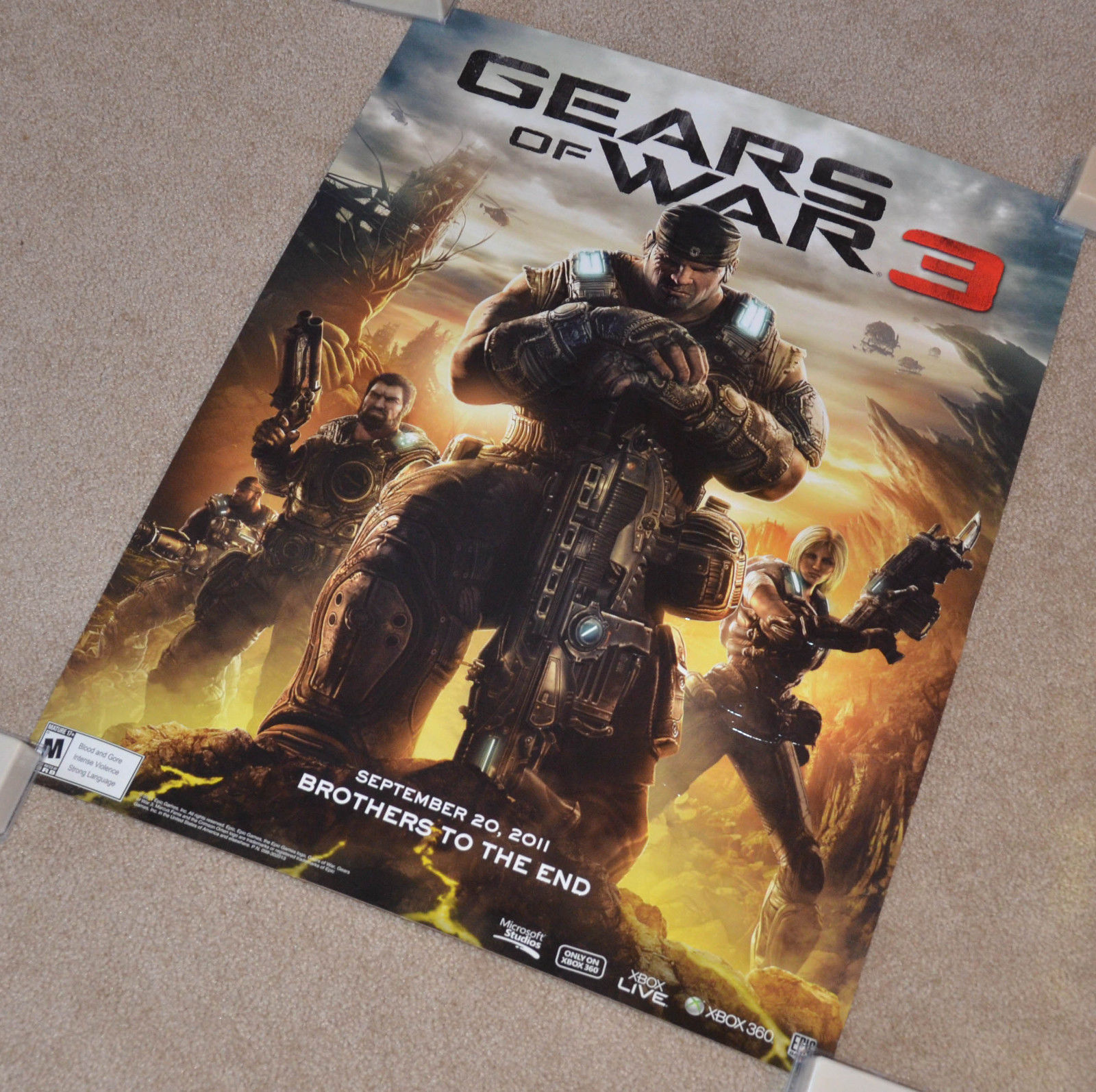 RARE PROMO Gears of War 3 (3D Heavy) POSTER (22x28") Brothers To The End 9-20-11