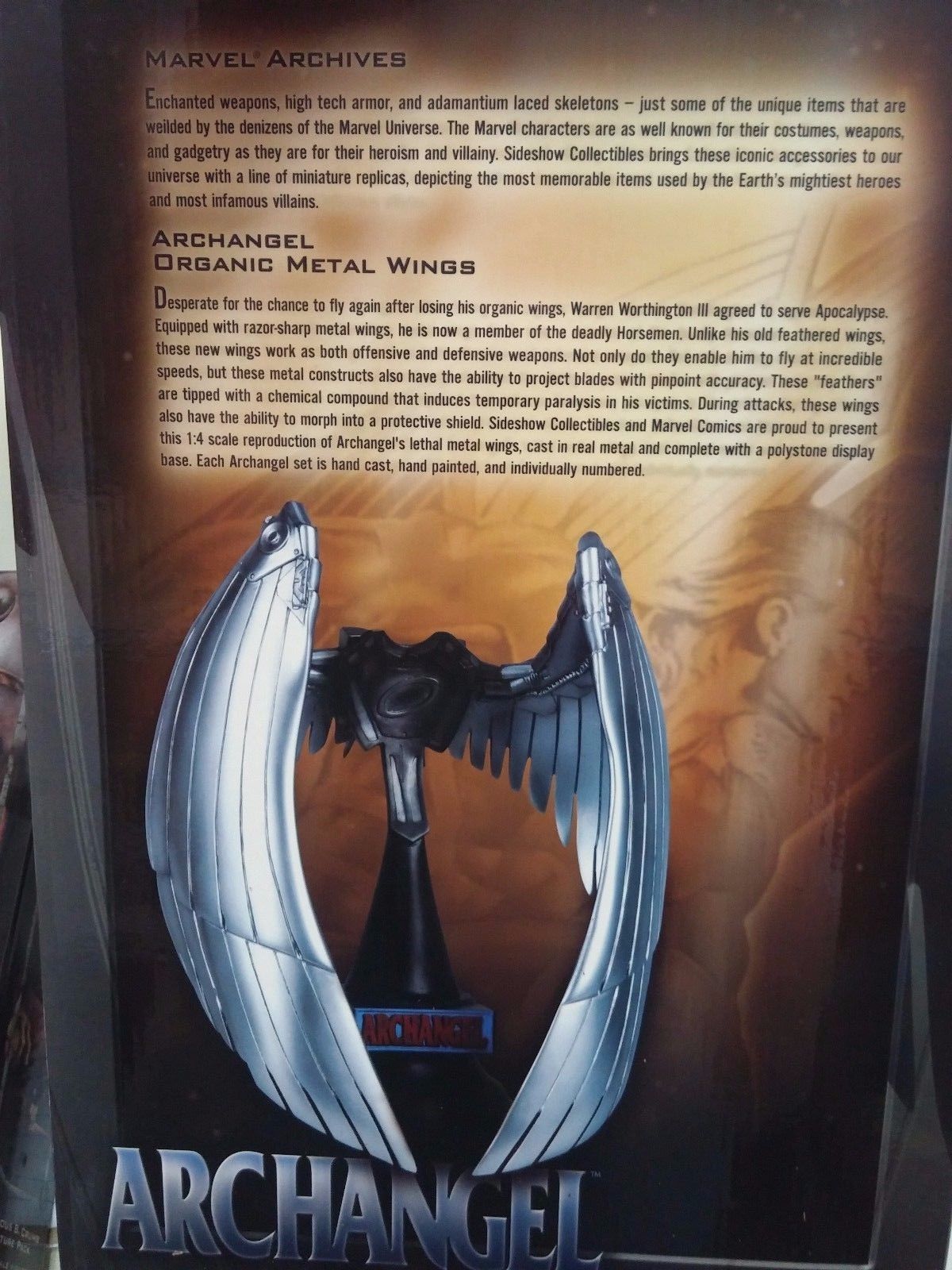 Sideshow Collectibles ARCHANGEL ORGANIC METAL WINGS MARVEL ARCHIVES #158/650 NIB