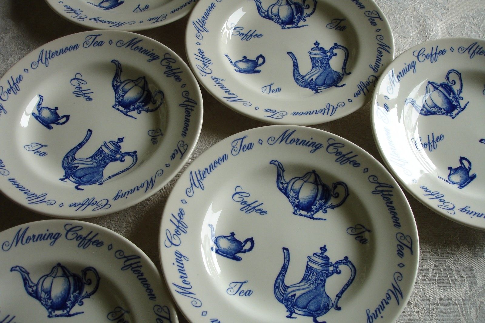 Spode Copeland and Garrett Tea Blue White Plate Set of 6 RARE