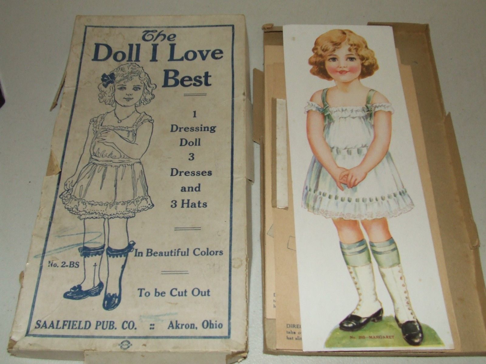 Antique 1910 Saalfield "The Doll I Love Best" Uncut Paper Doll with Original Box