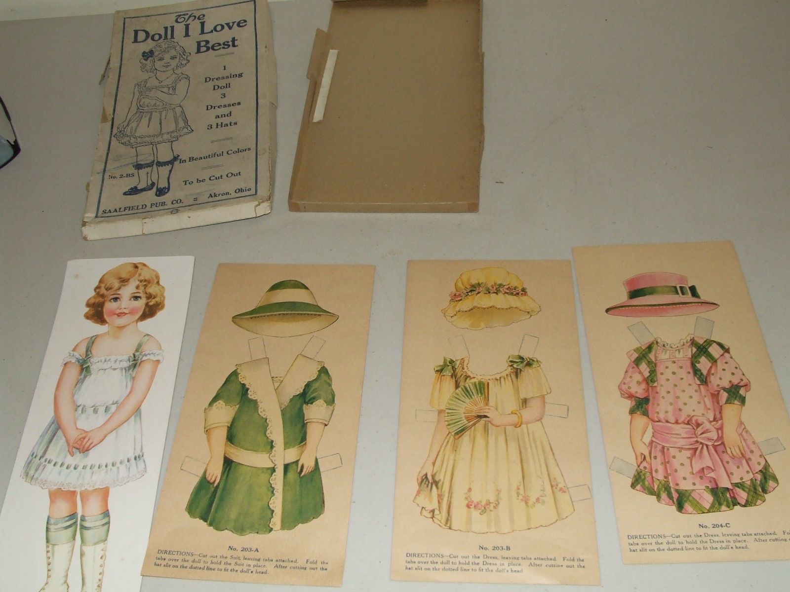 Antique 1910 Saalfield "The Doll I Love Best" Uncut Paper Doll with Original Box