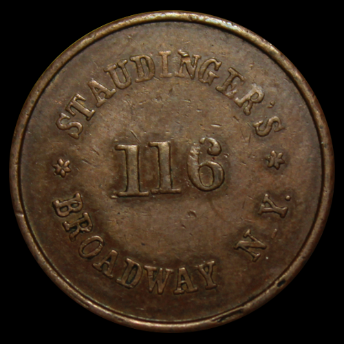 1863 Civil War Token Staudingers E Pluribus Unum Broadway NY (P405)