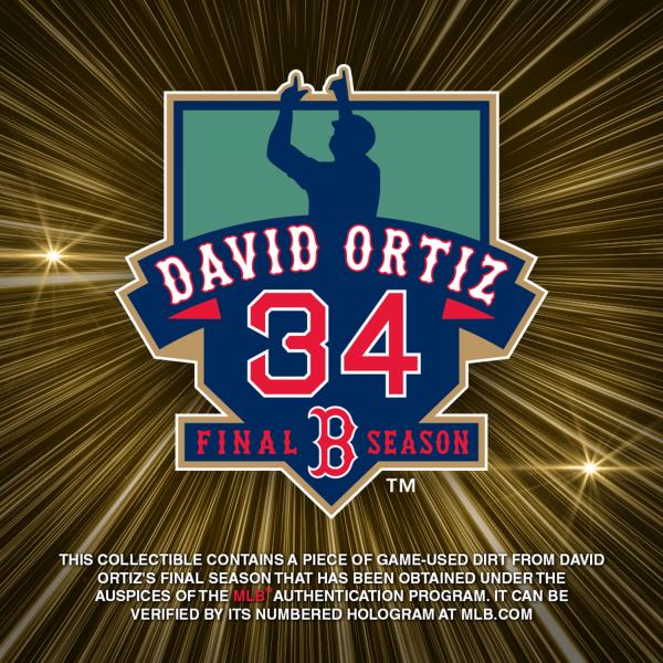 David Ortiz Boston Red Sox Crystal Baseball w/2016 Final Season Game Used Dirt