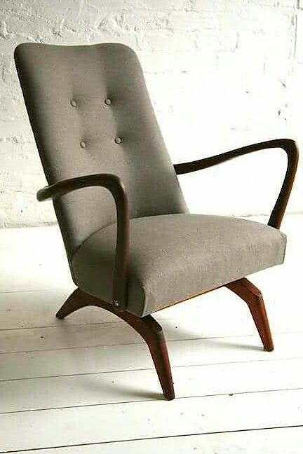 vintage mid century armchair danish inspired reupholstered with harris tweed....