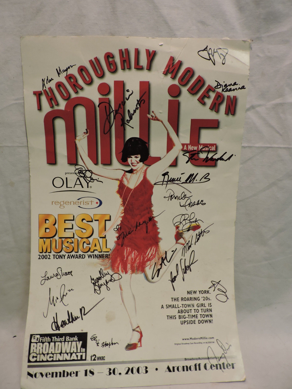 CAST AUTOGRAPHED TONY AWARD WINNING THOROUGHLY MODERN MILLIE  MUSICAL POSTER