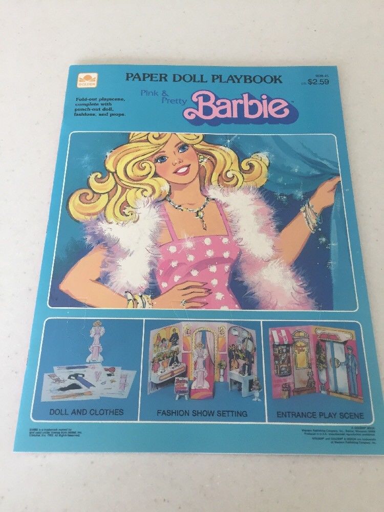 Barbie Pink & Pretty Paper Doll Playbook, Golden 1983 Uncut MINT