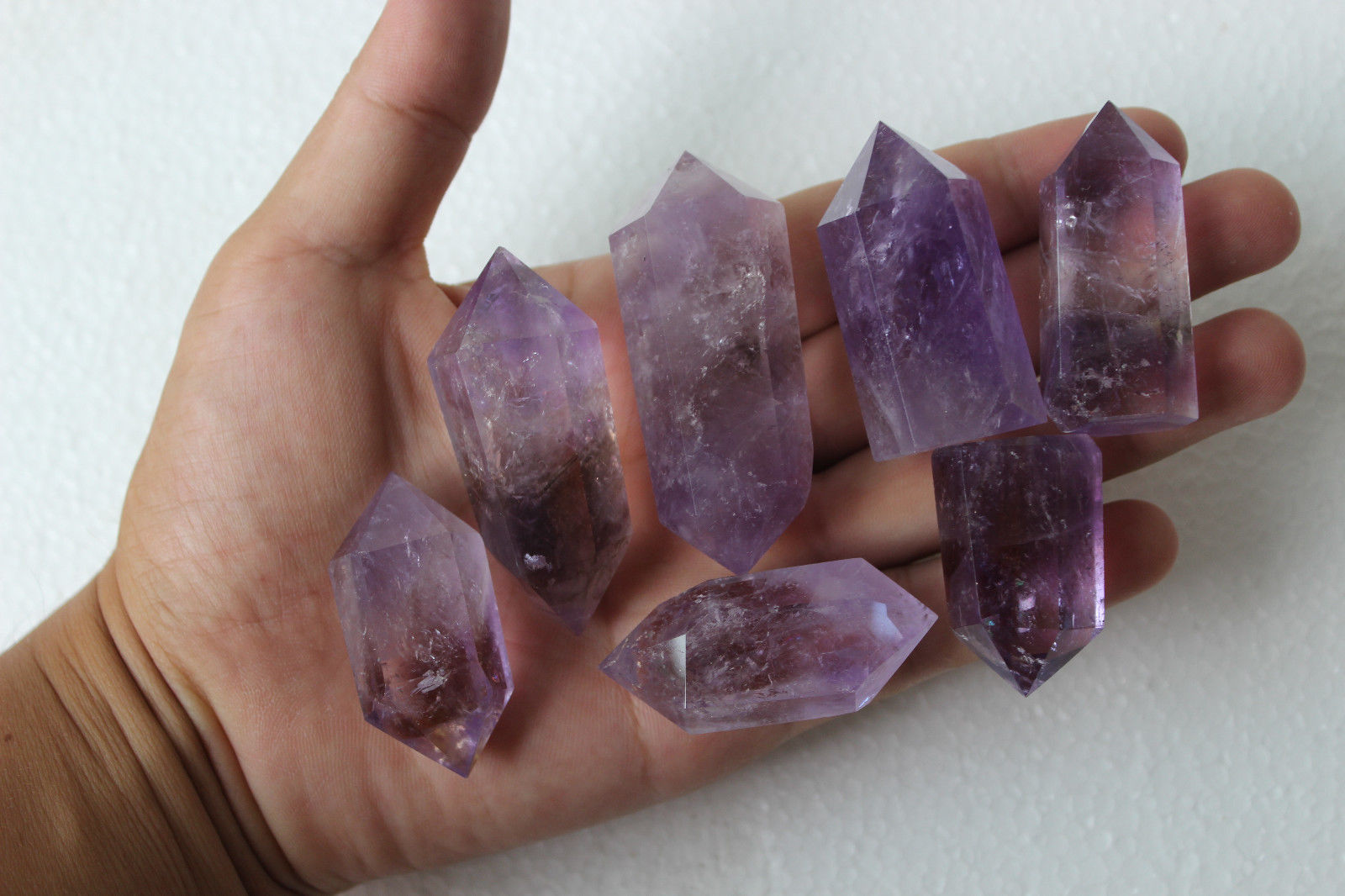 218g 7pcs NATURAL Amethyst QUARTZ CRYSTAL  WAND POINT HEALING